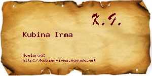 Kubina Irma névjegykártya