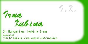 irma kubina business card